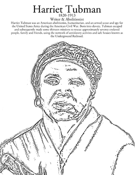 Harriet tubman coloring page tpt