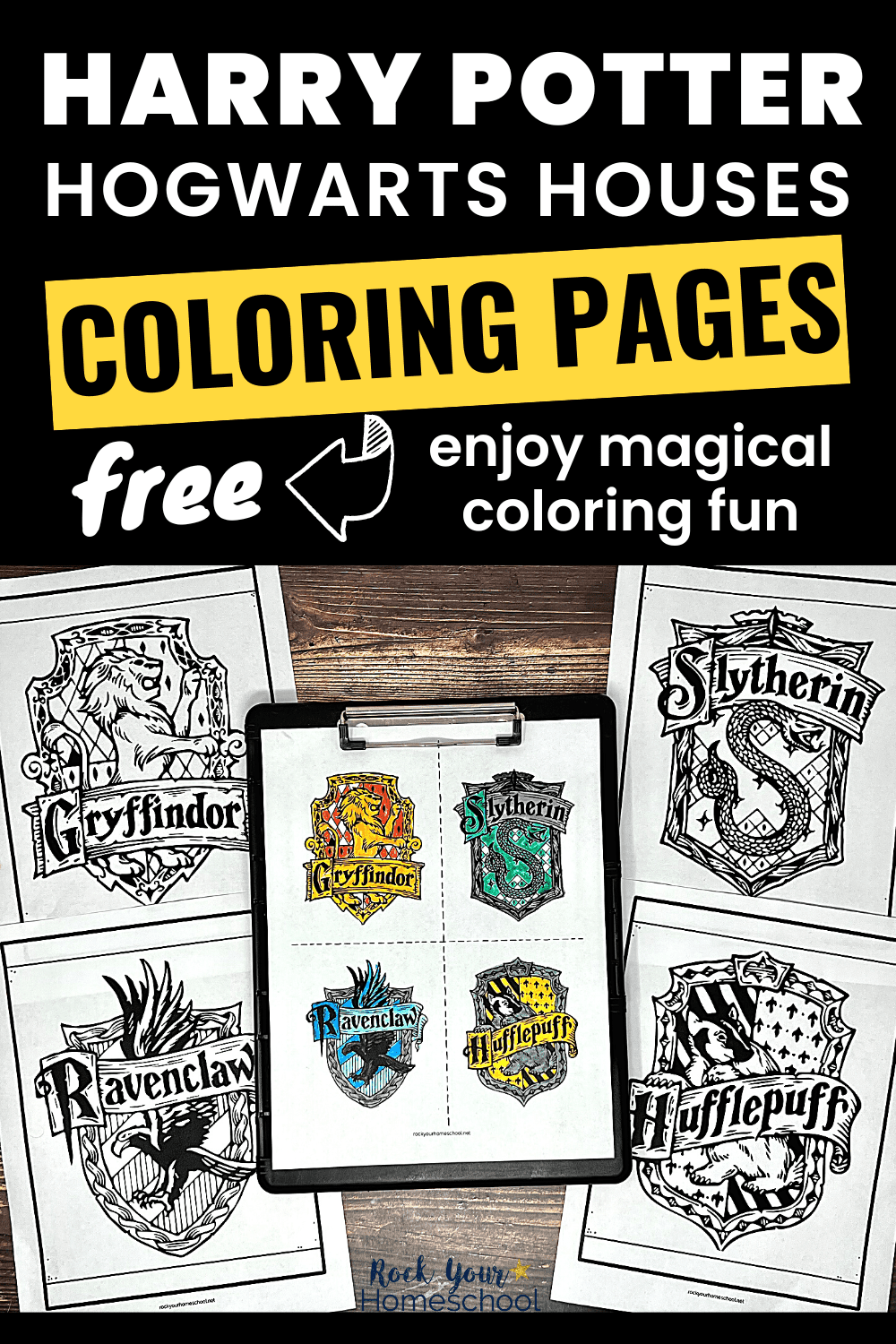 Harry potter houses coloring pages for magical fun free