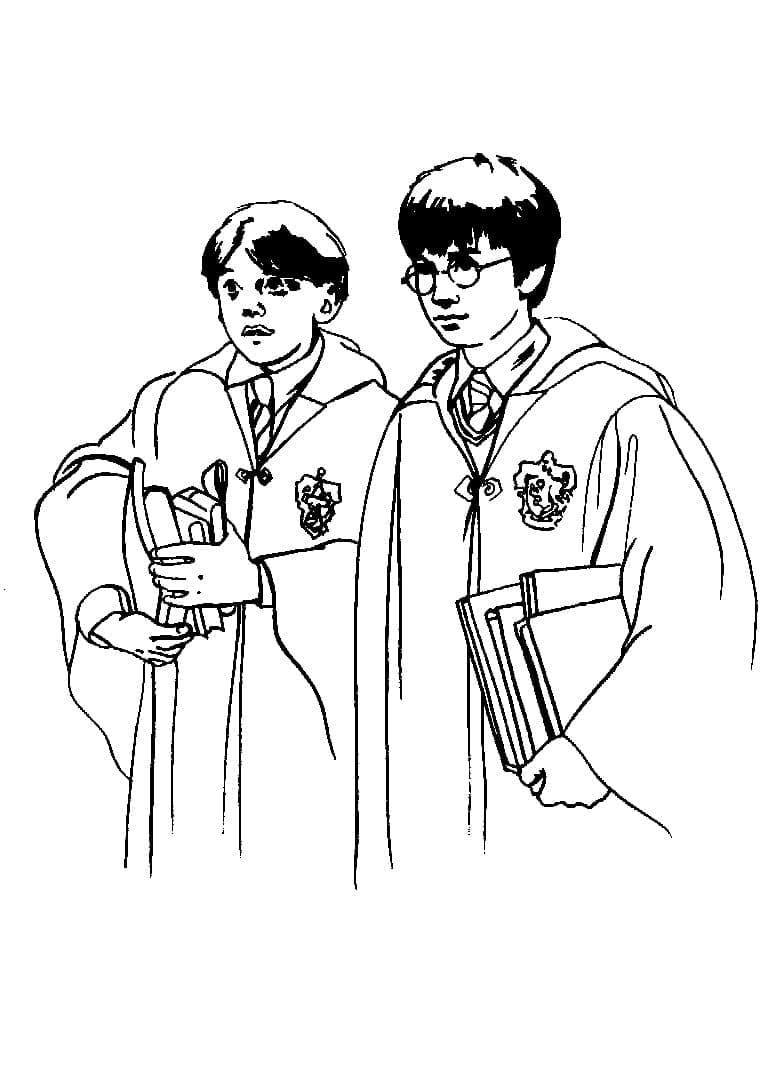 Ron weasley and harry potter coloring page