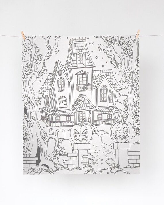 Haunted house coloring page coloring pages halloween coloring pages printable coloring pages coloring pages for kids digital download