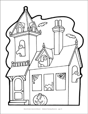 Haunted house coloring page printable coloring pages