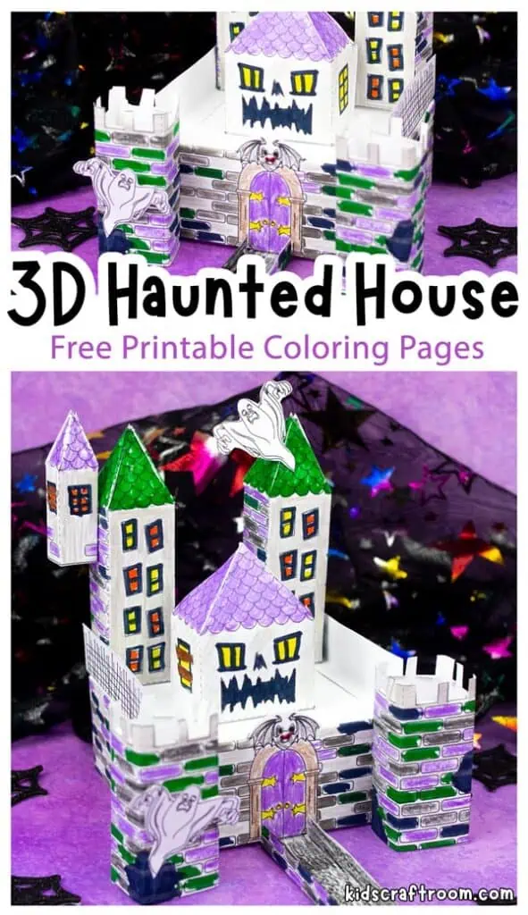 D haunted house coloring pages free halloween printable