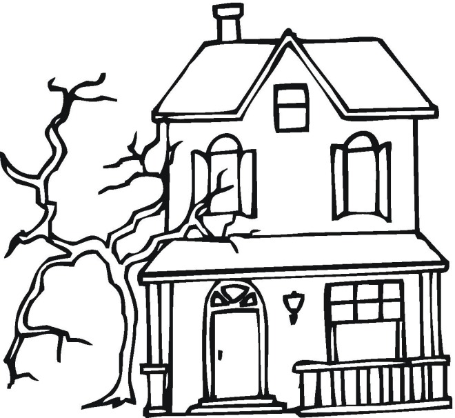 Free printable haunted house coloring pages for kids