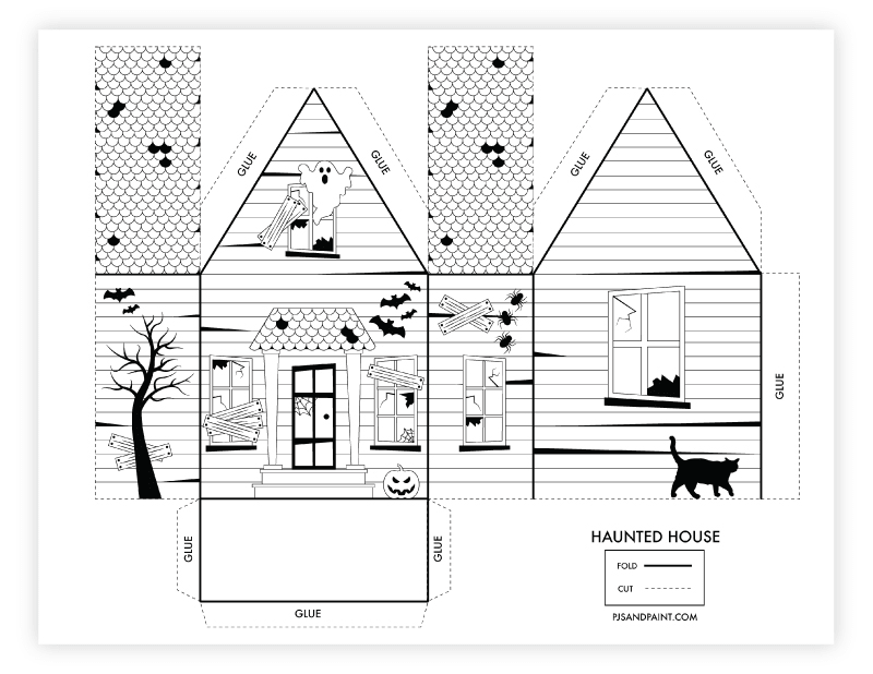 Free printable d haunted house coloring page