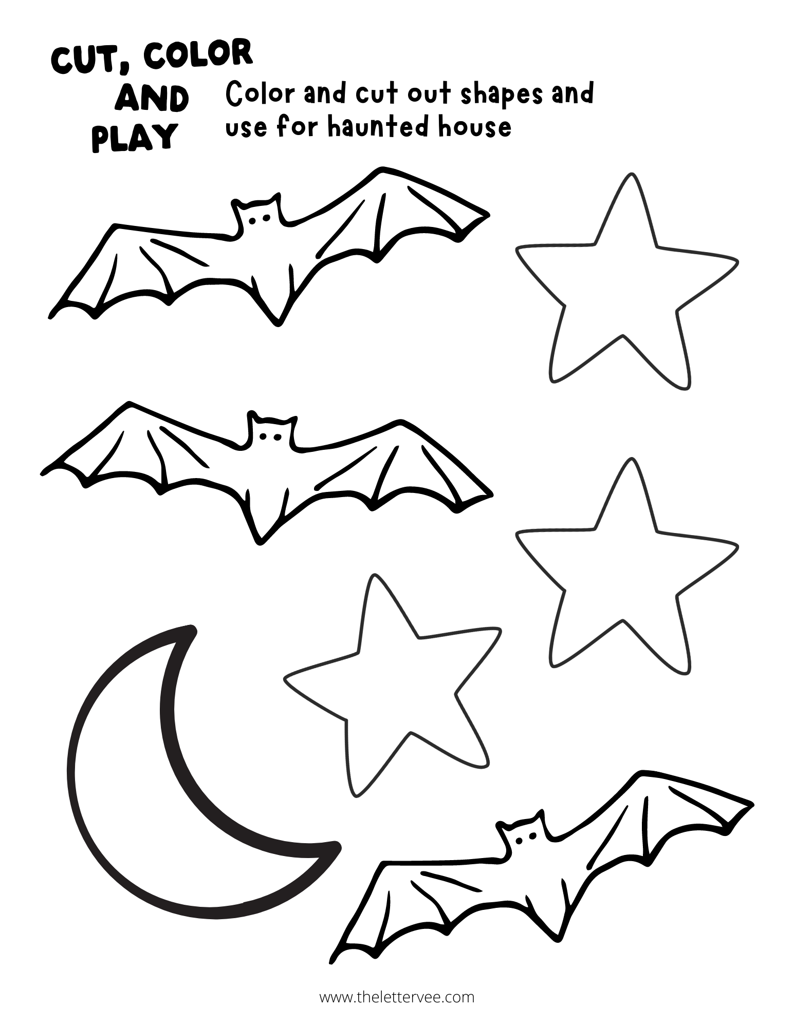 Haunted house craft and coloring printable play â the letter vee