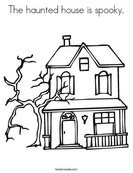 The haunted house is spooky coloring page