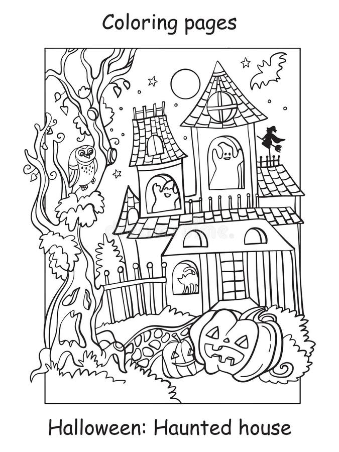 Haunted house coloring page stock illustrations â haunted house coloring page stock illustrations vectors clipart