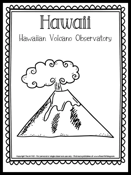 Hawaii hawaiian volcano observatory coloring page free printable â the art kit