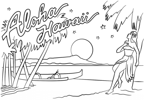 Aloha hawaii coloring page free printable coloring pages