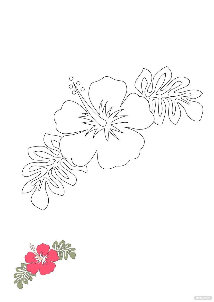 Free hawaiian floral coloring page
