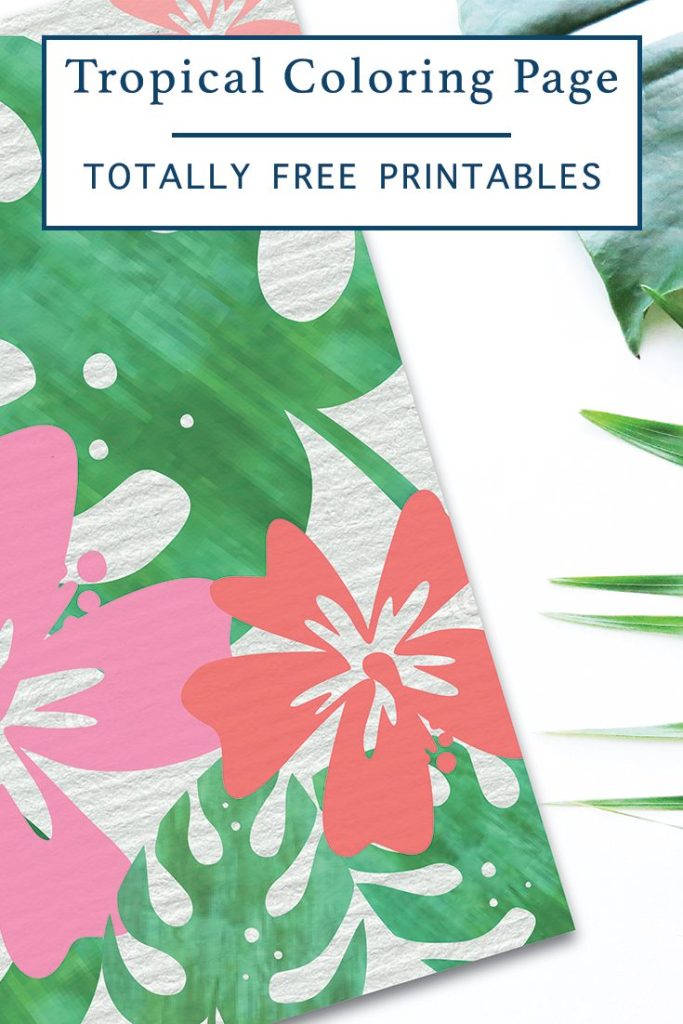 Free printable tropical flower coloring page