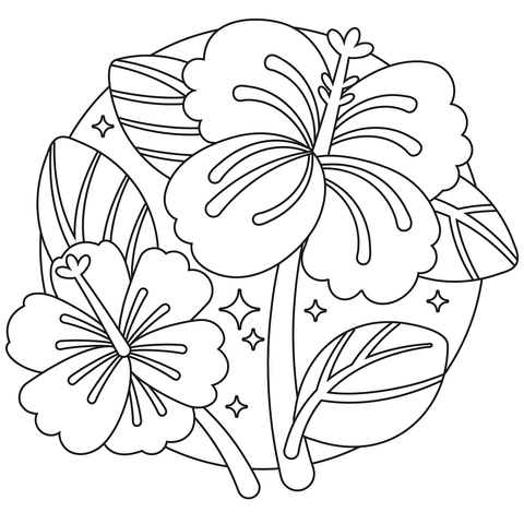 Hibiscus coloring pages printable for free download