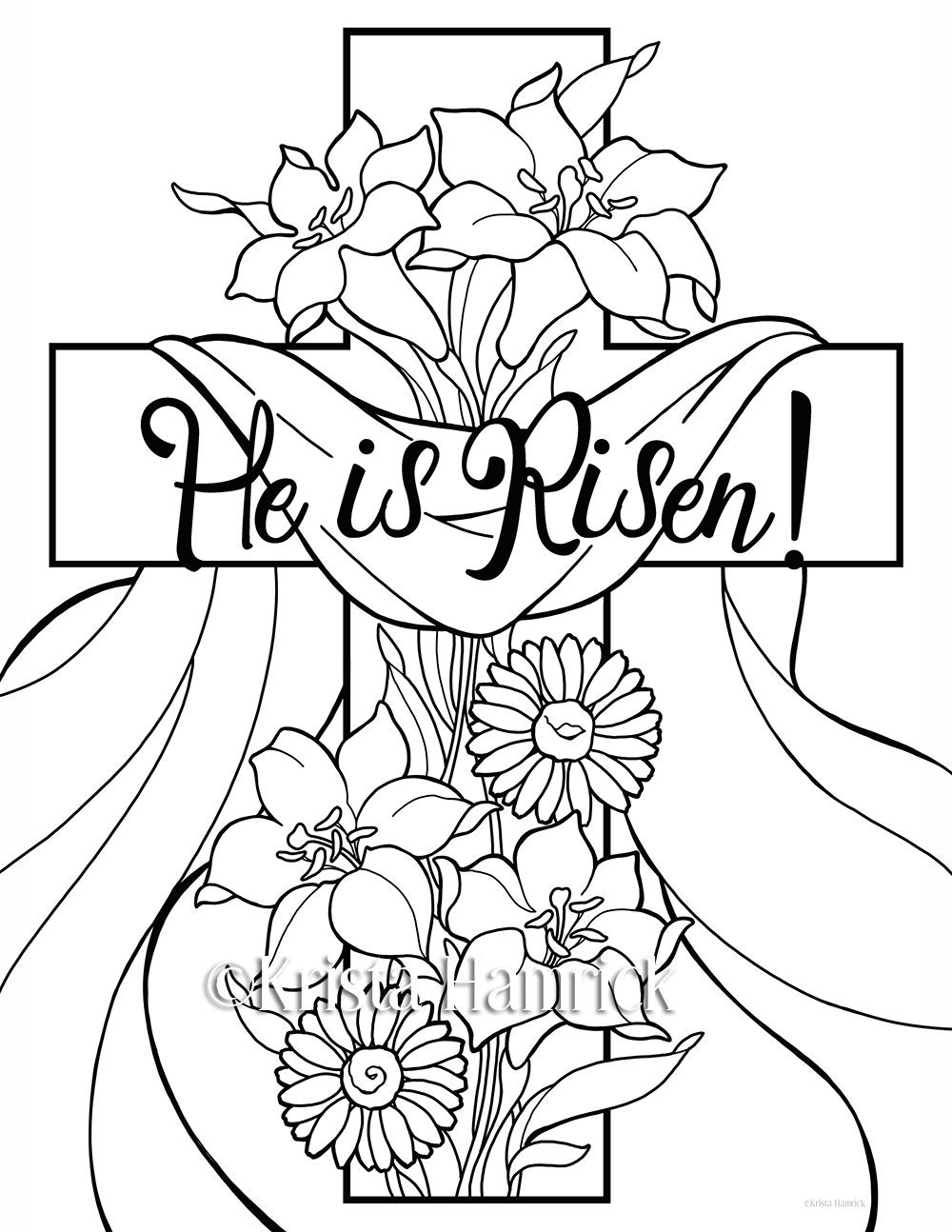 He is risen easter coloring pages for children instant download
