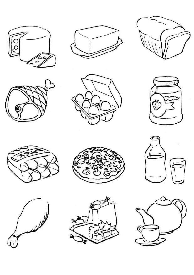 Free printable food coloring pages for kids