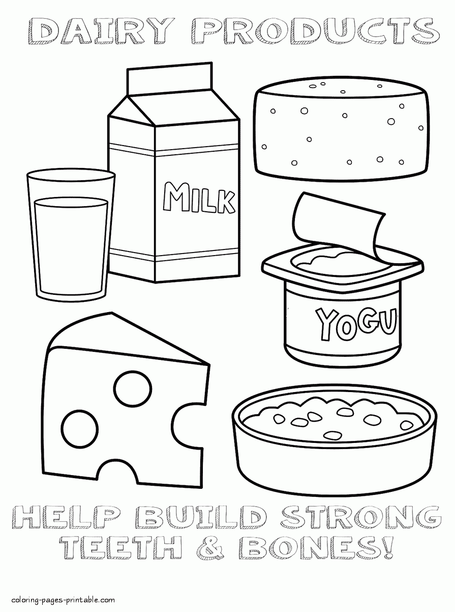 Healthy food coloring pages