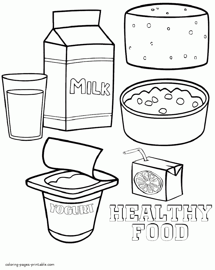 Healthy food coloring pages