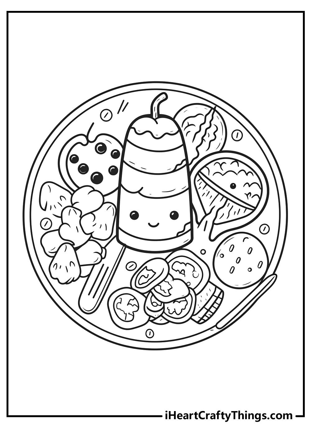 Cute food coloring pages free printables