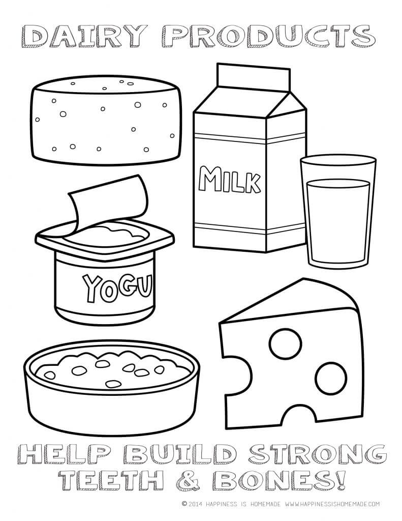 Printable healthy eating chart coloring pages