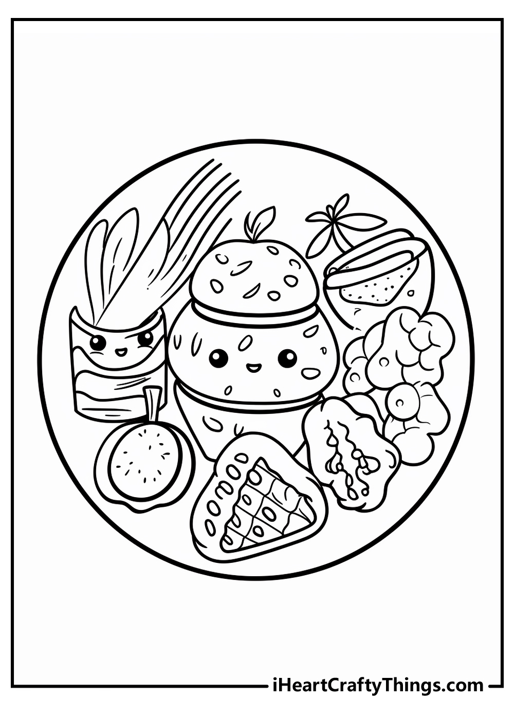 Cute food coloring pages free printables