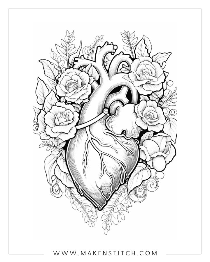 Free valentines heart coloring pages for kids and adults