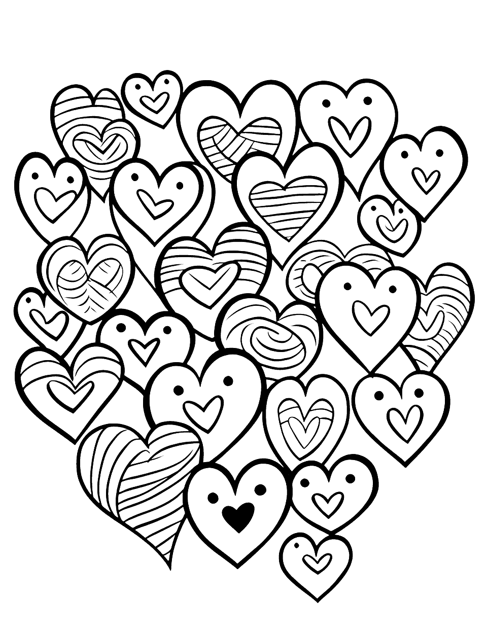 Heart coloring pages free printable sheets