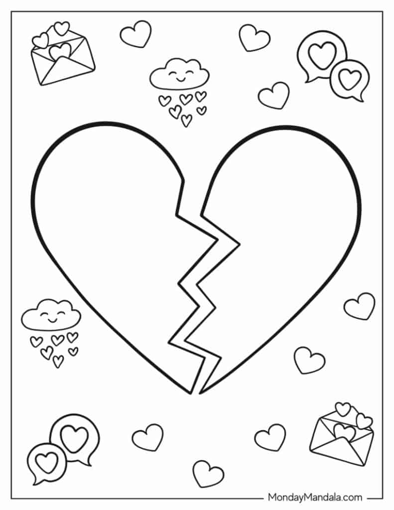 Heart coloring pages free pdf printables