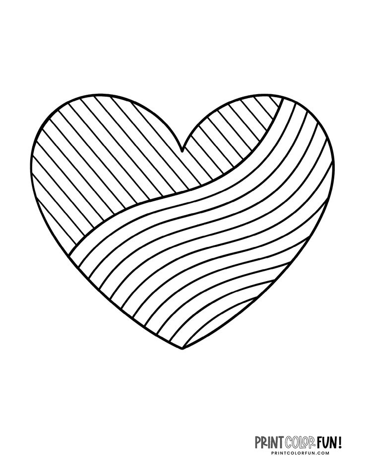 Simple striped heart coloring page heart coloring pages heart patterns printable coloring pages