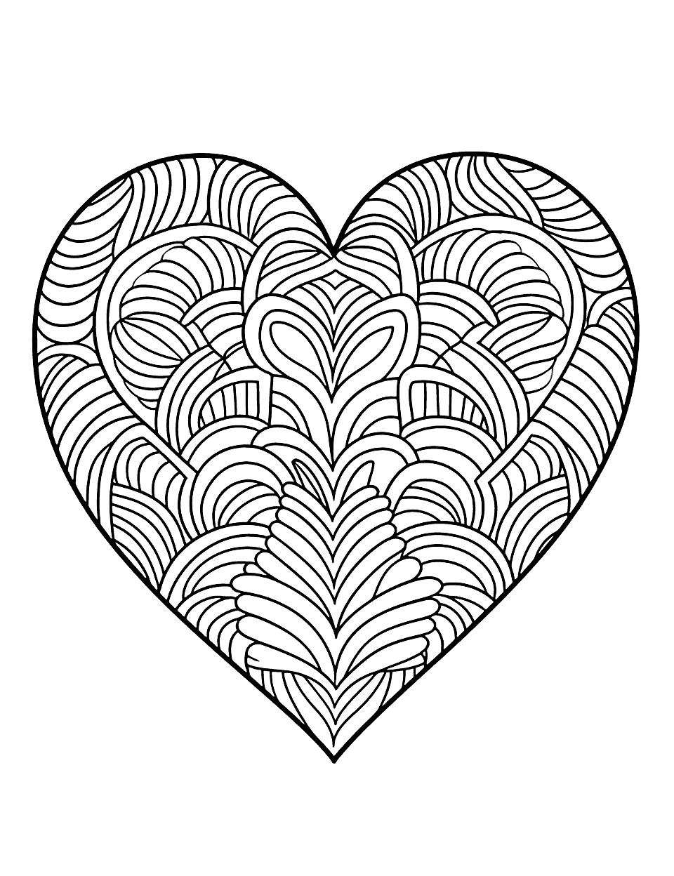 Heart coloring pages free printable sheets