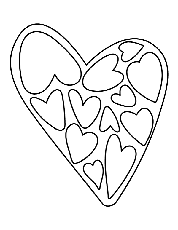 Printable easy hand drawn heart coloring page