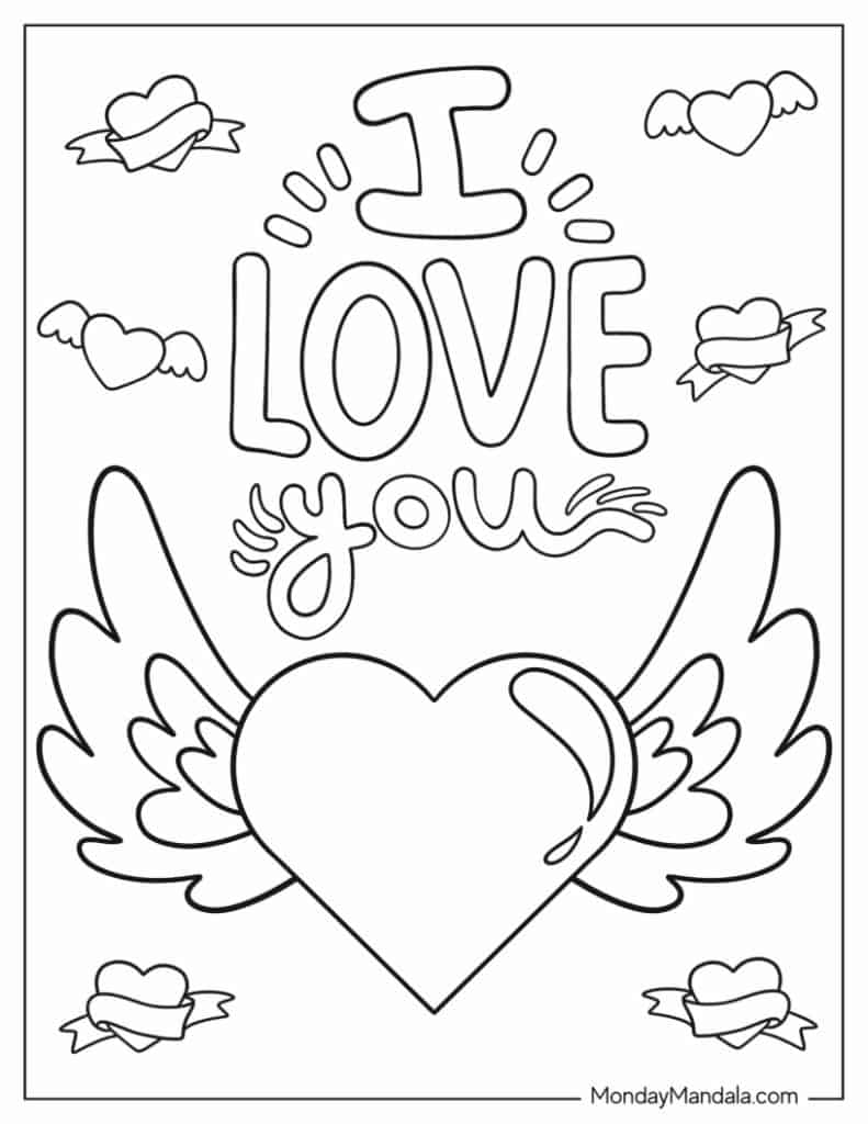 Heart coloring pages free pdf printables