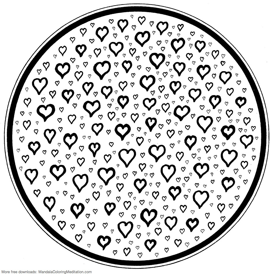 Printable children coloring page small heart mandala