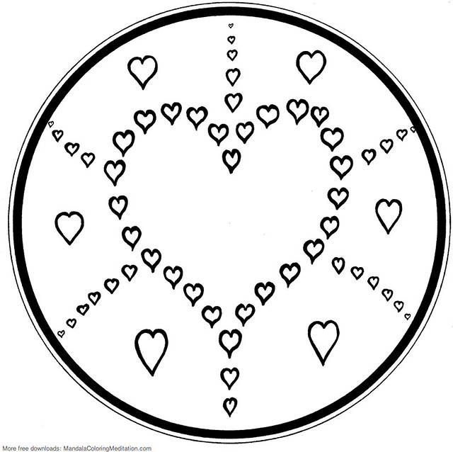 Printable children coloring page heart mandala another â