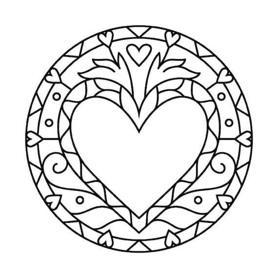 Heart mandala coloring pages