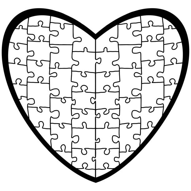 Clip art of heart puzzle piece stock illustrations royalty