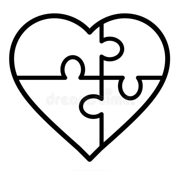 Autism heart puzzle coloring page