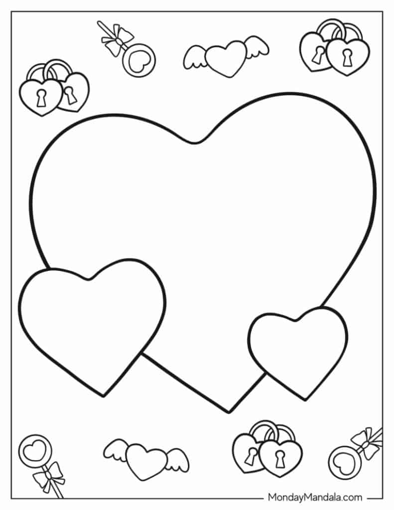 Heart coloring pages free pdf printables