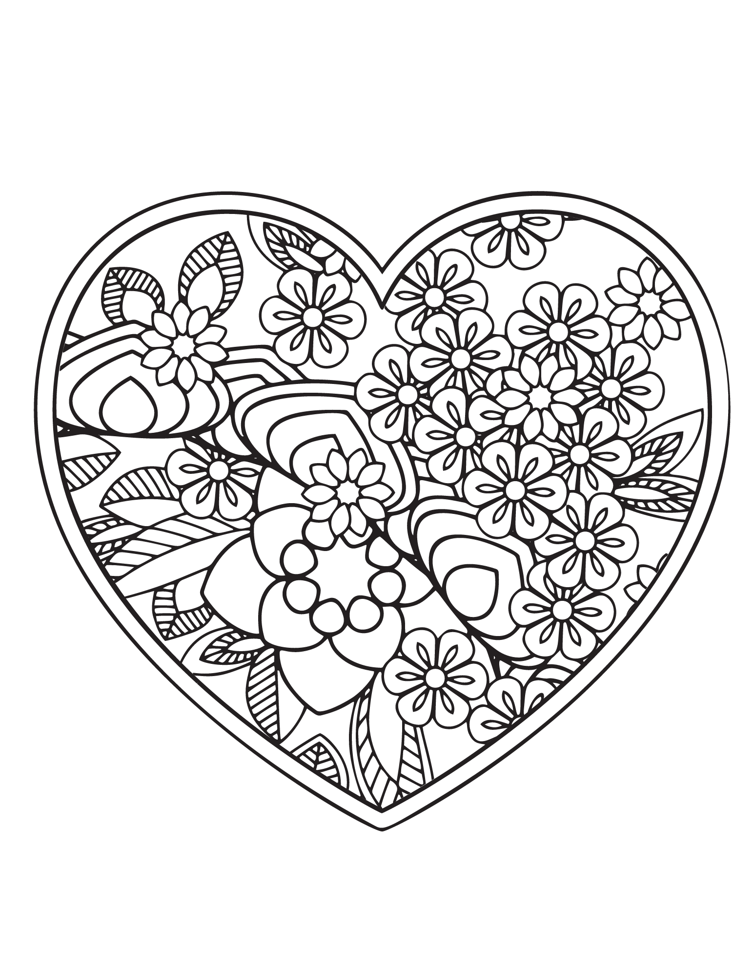 Free printable heart coloring pages for kids and adults