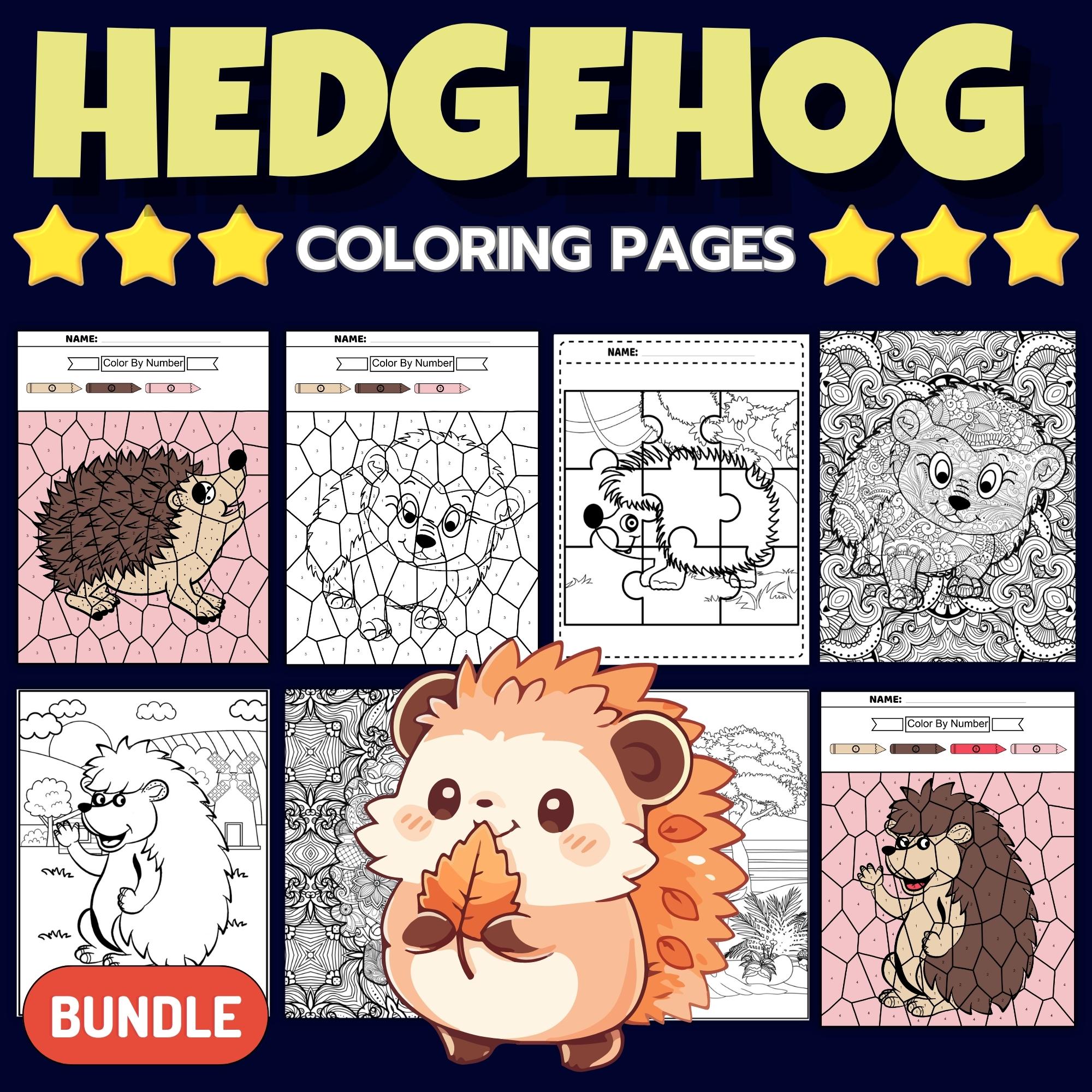 Printable fall autumn hedgehog coloring pages