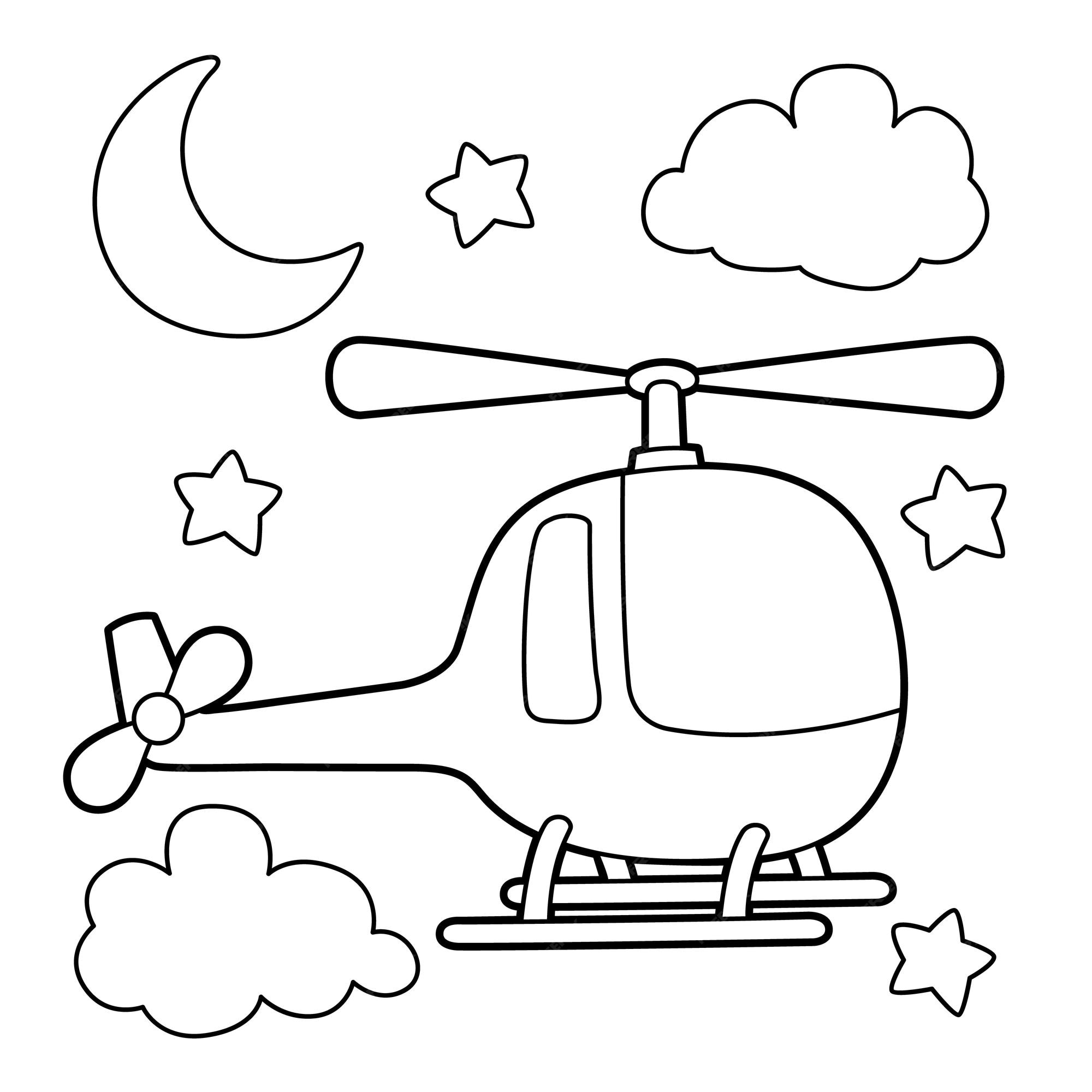 Premium vector helicopter coloring page