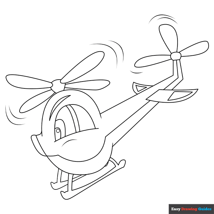 Helicopter coloring page easy drawing guides