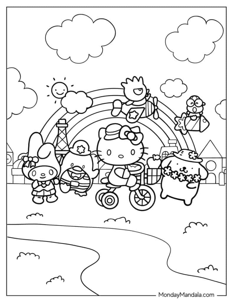 Hello kitty coloring pages free pdf printables