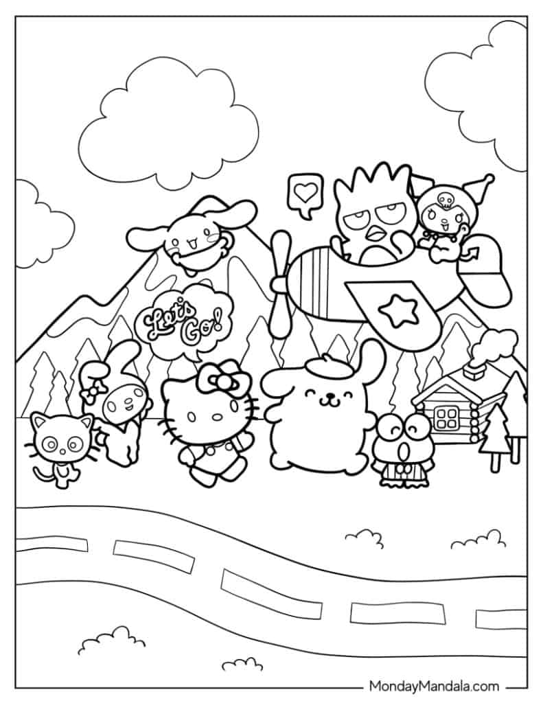 Hello kitty coloring pages free pdf printables