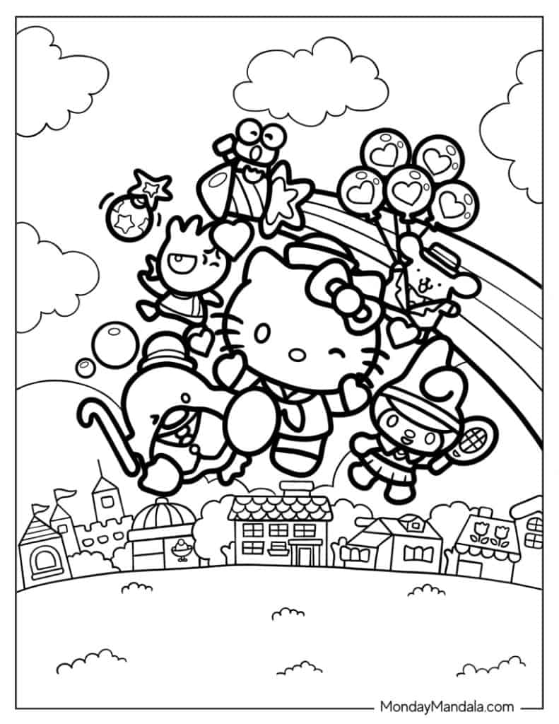 Hello kitty coloring pages free pdf printables