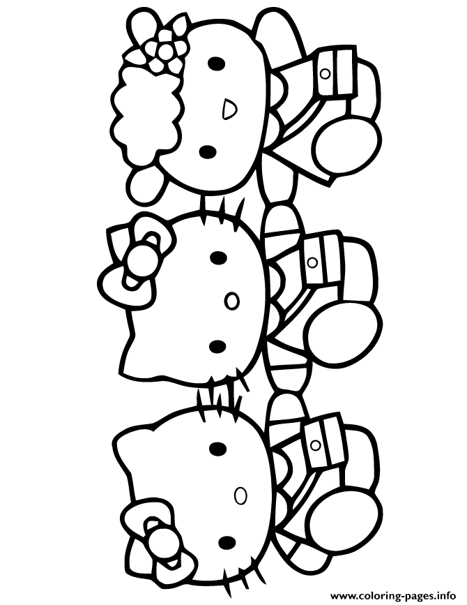 Hello kitty and friends coloring page printable