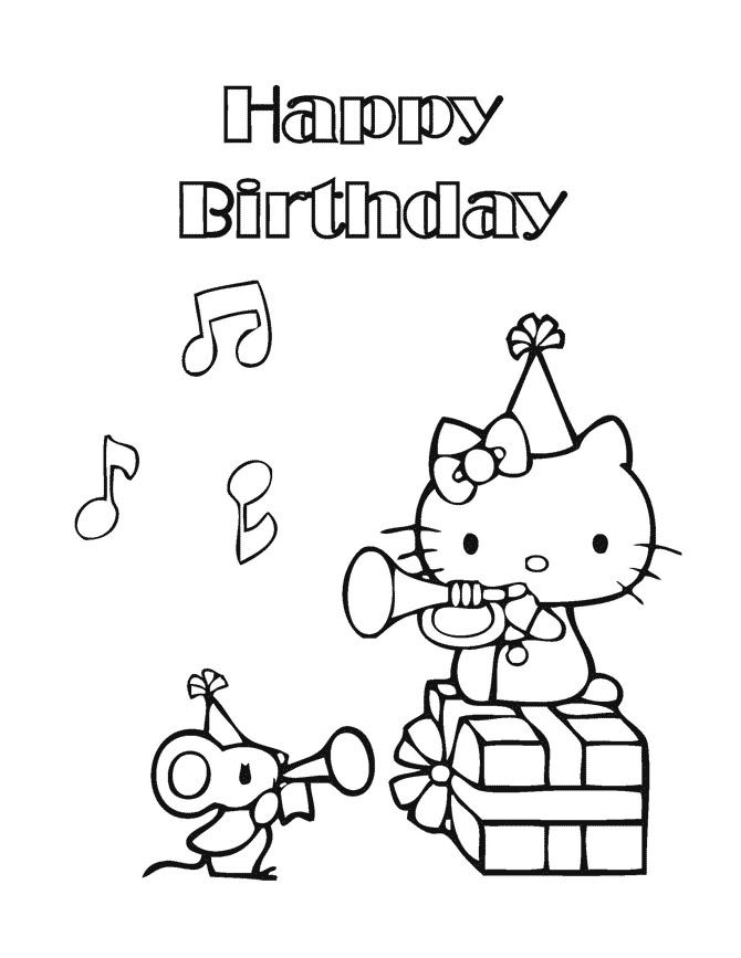 Hello kty birthday coloring pages