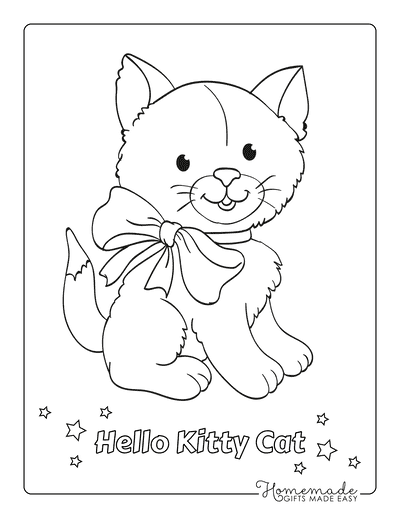 Free cat coloring pages for kids adults