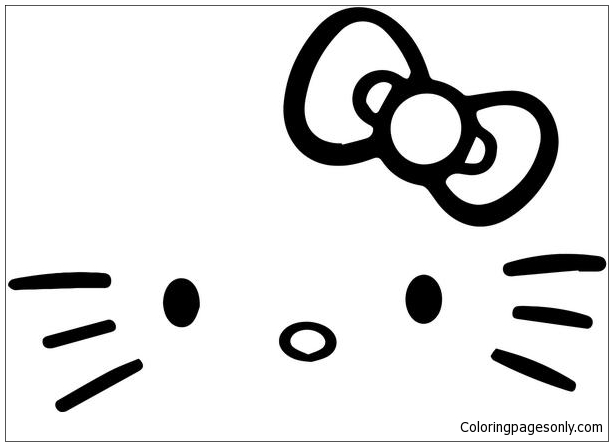 Hello kitty face bow tie coloring page