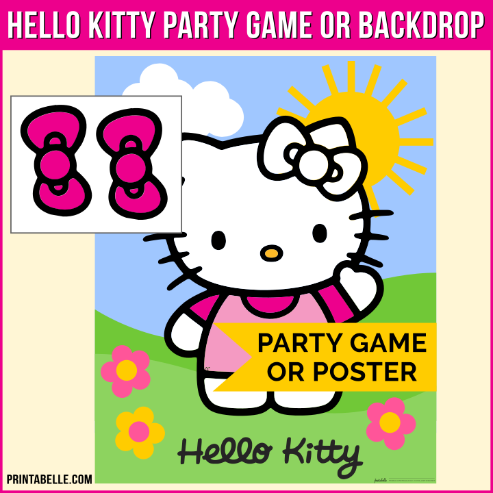 Pin the bow on hello kitty printable party game