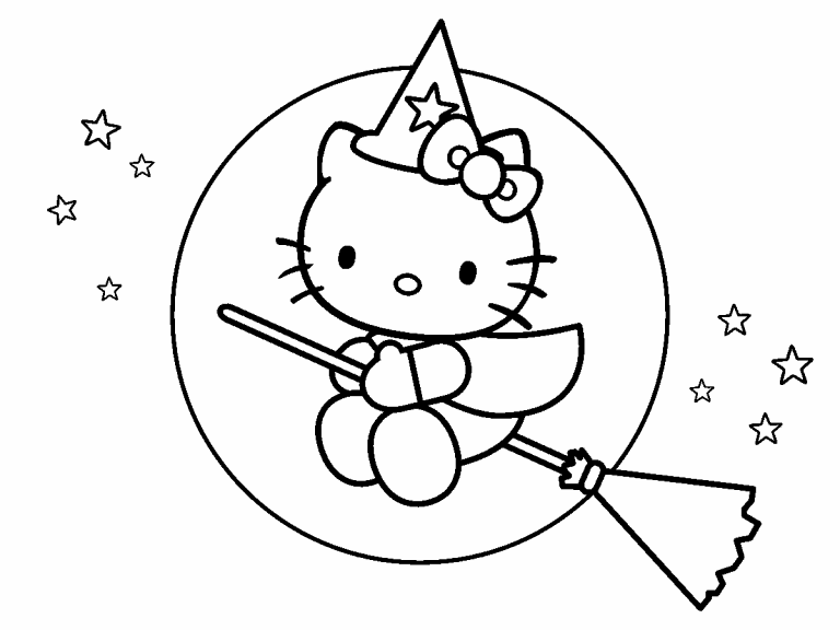 Hello kitty halloween coloring page