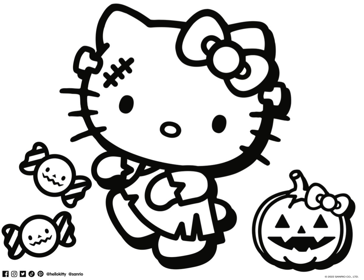 Hello kitty and friends halloween coloring pages hello kitty colouring pages hello kitty coloring hello kitty drawing